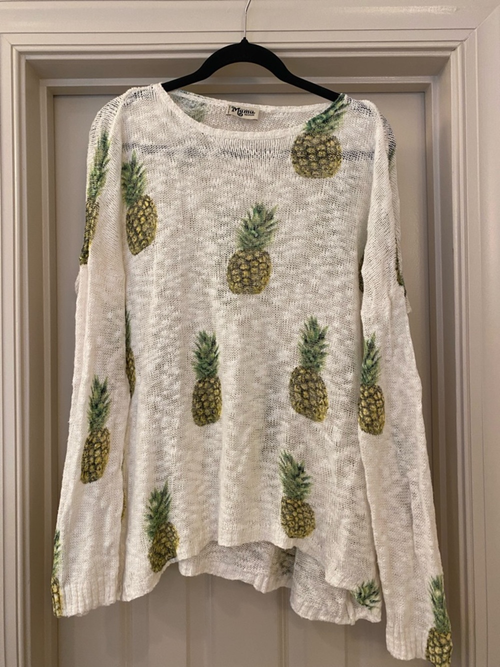 Show Me Your MuMu M Cream Varsity Pineapple Paradise Knit Layering Sweater